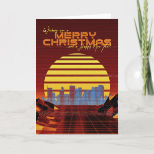 Orange Synthwave Christmas Card