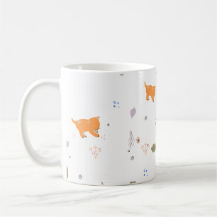 Orange Tabby and Leaves Pattern Coffee Mug
