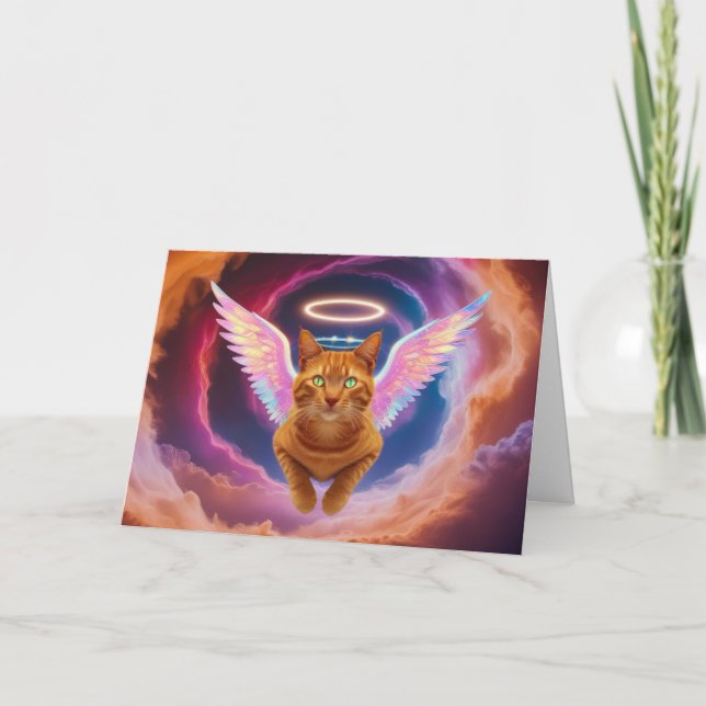 Orange Tabby Angel Sympathy Card (Front)