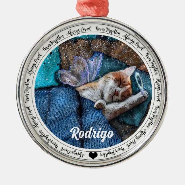 Orange Tabby Cat Angel Christmas Memorial Ornament (Front)