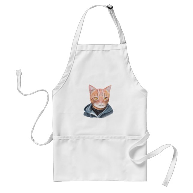 Orange Tabby Cat Apron Funny Ginger Cat in Hoodie (Front)