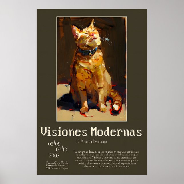 Orange Tabby Cat Art Print Expressionist Animal (Front)