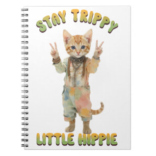 Orange Tabby Cat Boho Stay Trippy Little Hippie  Notebook