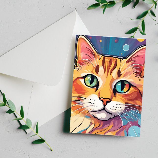 Orange Tabby Cat | Contemporary Colourful Painting Postcard (Creator Uploaded)