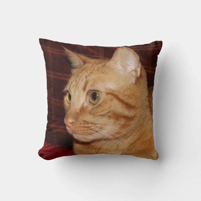 Orange Tabby Cat Face Profile Cushion (Front)