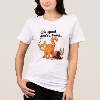 Orange Tabby Cat Funny Cat Flower Pot Disaster  Tri-Blend Shirt