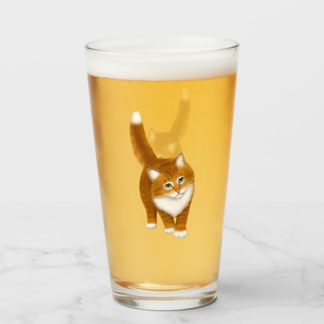 Orange Tabby Cat Glass Tumbler (Front Filled)