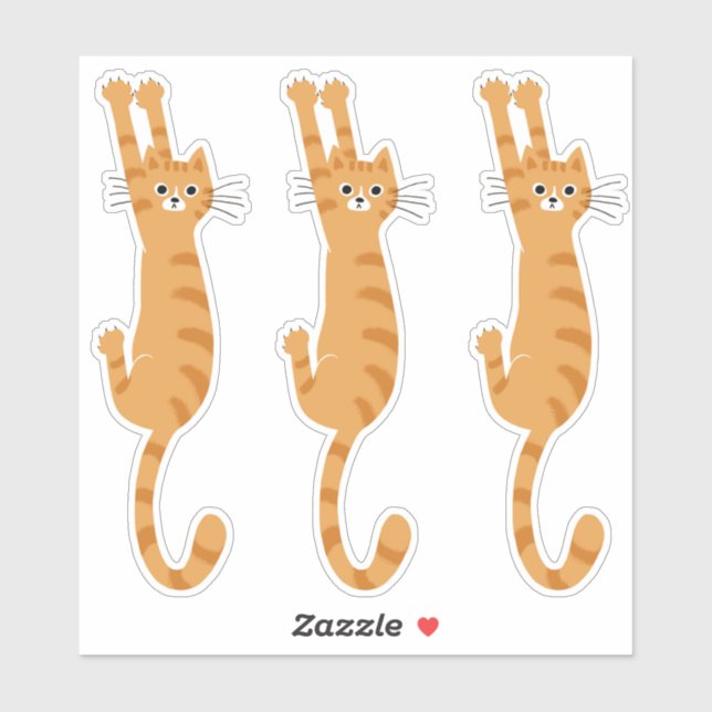 Orange Tabby Cat Hanging On | Funny Striped Cat (Sheet)