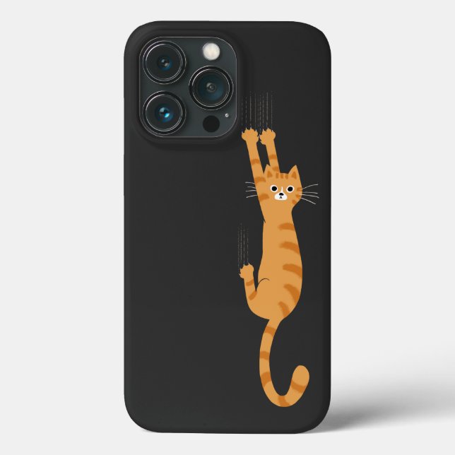  Orange Tabby Cat Hanging On | Funny Striped Cat Case-Mate iPhone Case (Back)