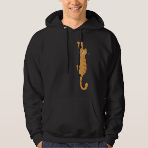  Orange Tabby Cat Hanging On   Funny Striped Cat Hoodie