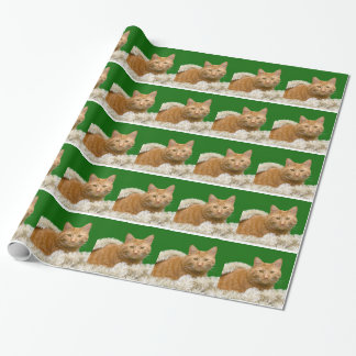 Orange tabby cat in Christmas decorations Wrapping Paper