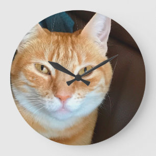 Orange tabby cat large clock