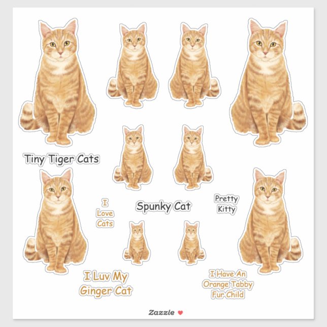 Orange Tabby Cat Lg Sticker Set (Sheet)