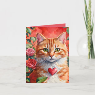 Orange Tabby Cat Meow-velous Valentine Card