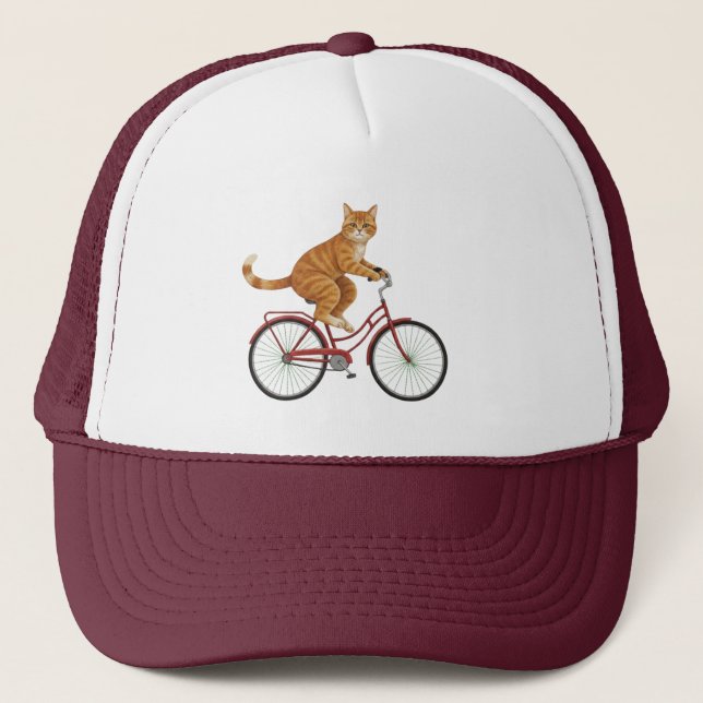 Orange Tabby Cat on a Bicycle  Trucker Hat (Front)