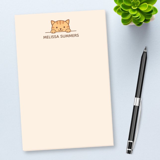 Orange Tabby Cat Peeking above Custom Name Post-it Notes (Creator Uploaded)