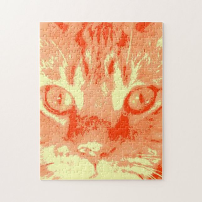 Orange Tabby Cat Pop Art Jigsaw Puzzle (Vertical)