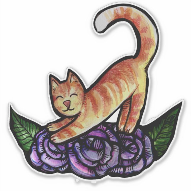 Orange tabby cat roses (Front)