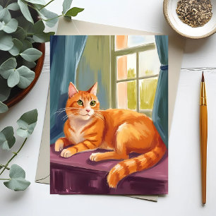 Orange Tabby Cat Watercolor Pet Postcard