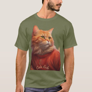 Orange Tabby Cat wearing shirt says Cats Rule
