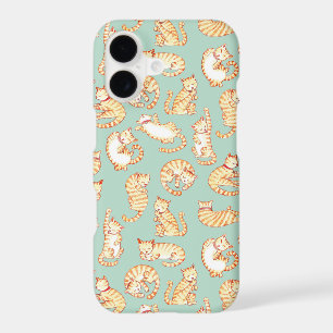 Orange Tabby Cats Illustrated Pattern