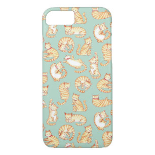 Orange Tabby Cats Illustrated Pattern iPhone 8/7 Case