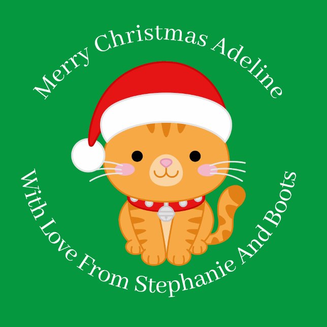 Orange Tabby Christmas Cat On Green Wrapping Paper (Creator Uploaded)