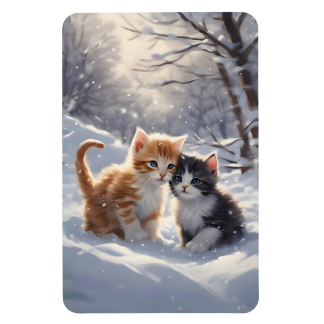 Orange Tabby Grey and White Cats Refrigerator  Magnet (Vertical)