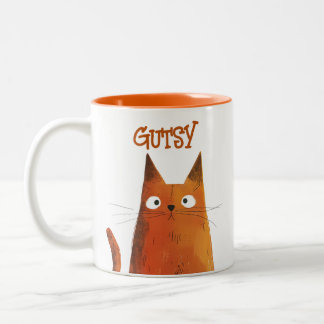 Orange Tabby Illustration Cat Name Two-Tone Coffee Mug
