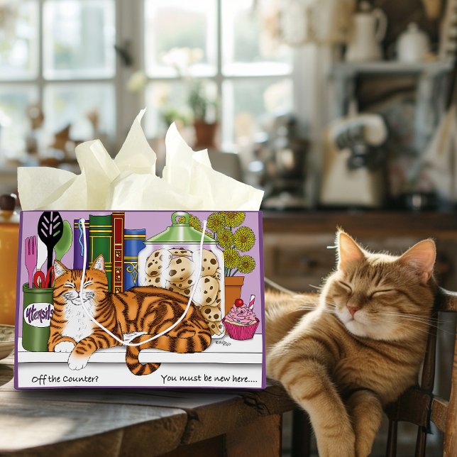 Orange Tabby Kitchen Counter Top Cat Large Gift Bag (Creator Uploaded)