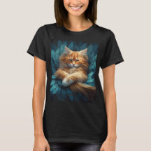Orange Tabby Kitten in Bed of Blue Feathers
