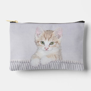 Orange Tabby Kitten Painting Cute Original Art Accessory Pouch