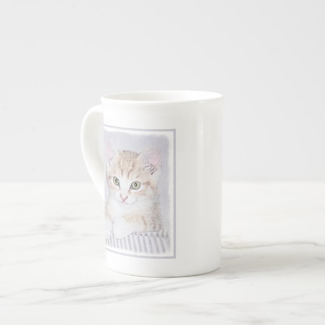 Orange Tabby Kitten Painting - Original Cat Art Bone China Mug (Front Left)