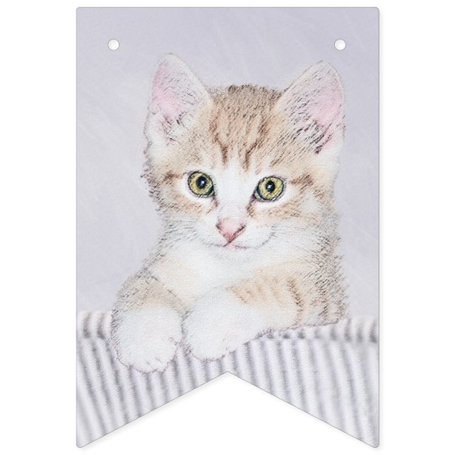 Orange Tabby Kitten Painting - Original Cat Art Bunting (First Flag)