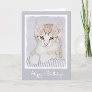 Orange Tabby Kitten Painting - Original Cat Art Card
