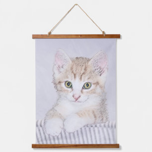 Orange Tabby Kitten Painting - Original Cat Art Hanging Tapestry