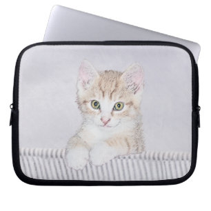 Orange Tabby Kitten Painting - Original Cat Art Laptop Sleeve