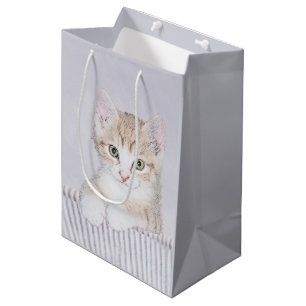 Orange Tabby Kitten Painting - Original Cat Art Medium Gift Bag