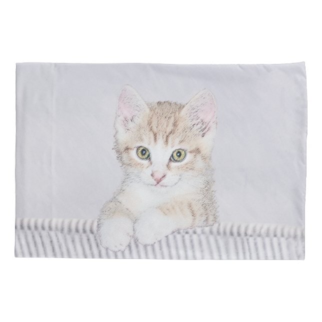 Orange Tabby Kitten Painting - Original Cat Art Pillowcase (Back)