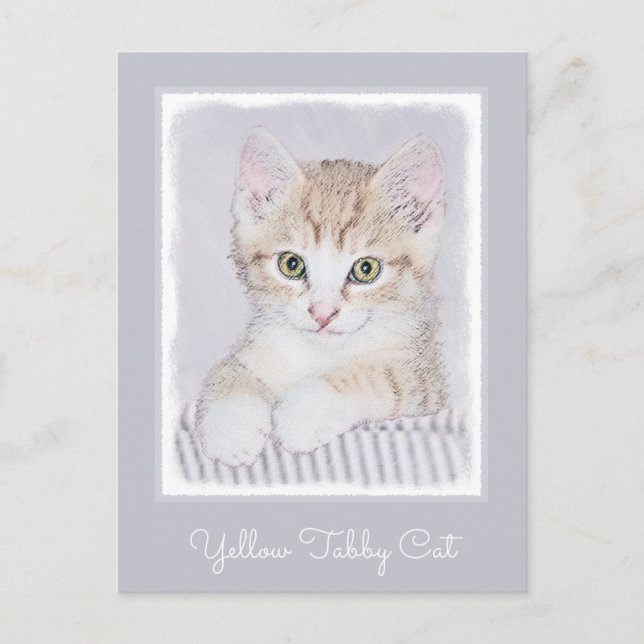 Orange Tabby Kitten Painting - Original Cat Art Postcard (Front)
