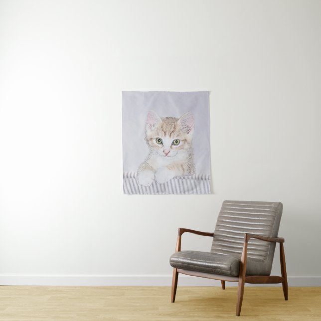 Orange Tabby Kitten Painting - Original Cat Art Tapestry (In Situ)