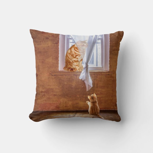 Orange tabby kitty cats cushion (Front)