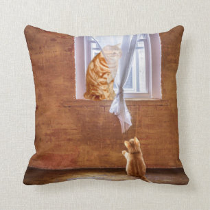 Orange tabby kitty cats cushion