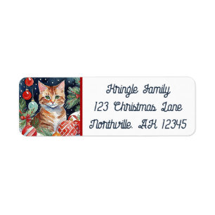 Orange Tabby Kitty Meowy Christmas Return Address Return Address Label