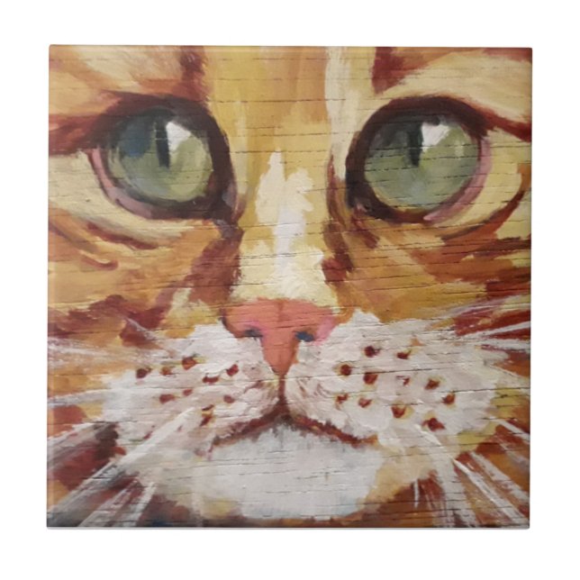 Orange Tabby Painting Detail  Ceramic Tile (Front)