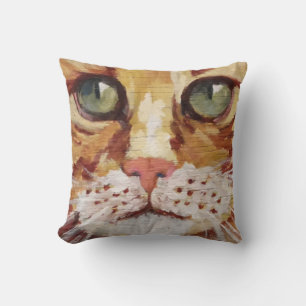 Orange Tabby Painting Detail  Throw Pillow