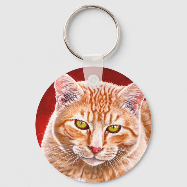 Orange Tabby Painting Key Ring (Front)