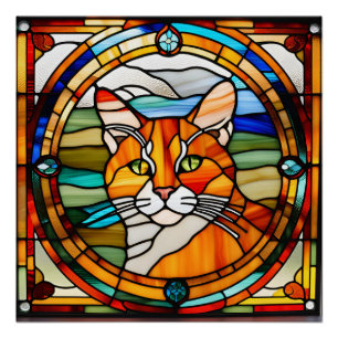 Orange Tabby Stained Glass Poster