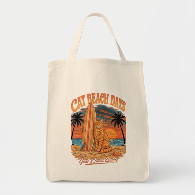 Orange Tabby Surf Cat Tote Bag (Front)