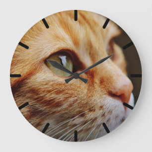 Orange Tabby with Green Eyes Custom Large Clock